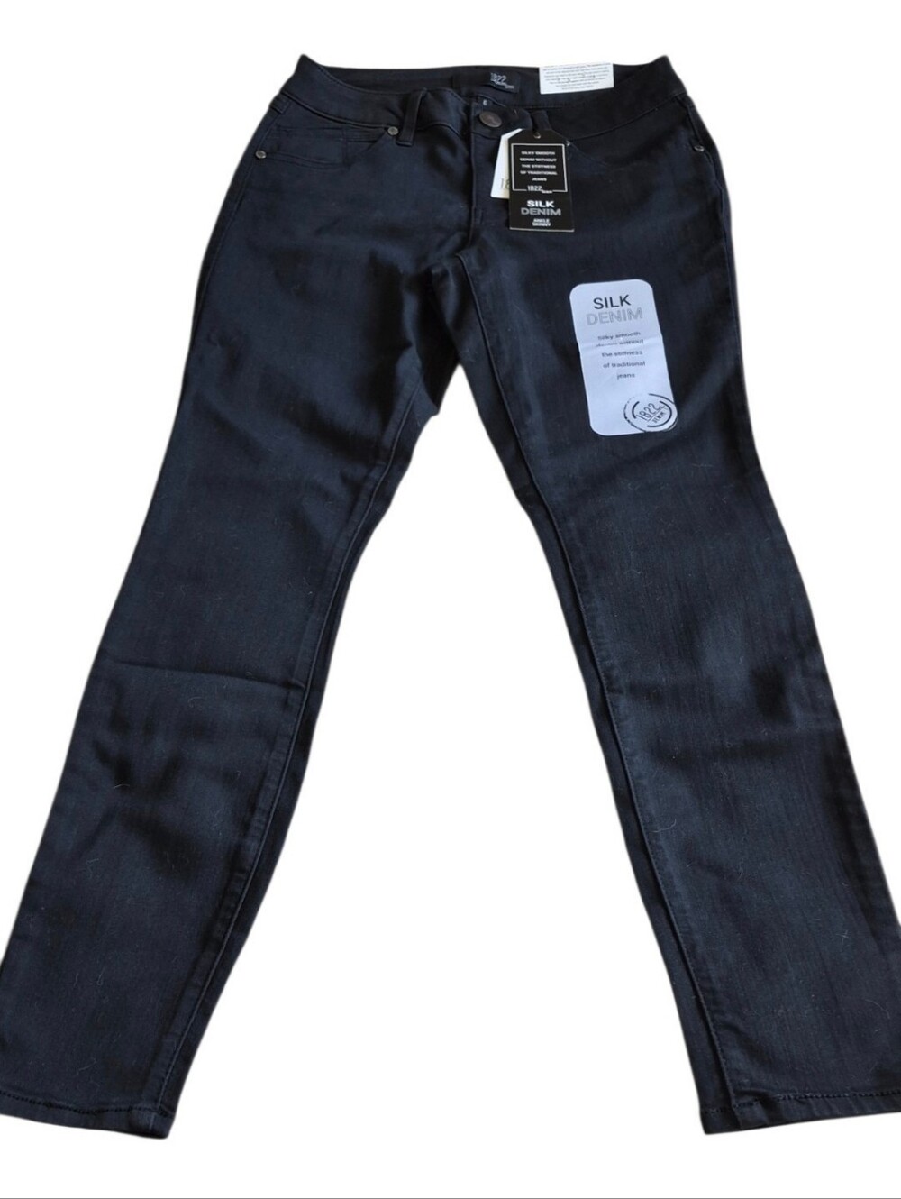 1822 Denim Silk Denim Black Ankle Skinny Jeans Size 6 New With Tags